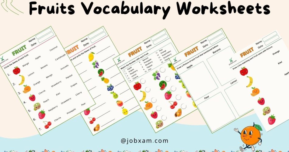 Colorful Worksheets for Learning About Fruits